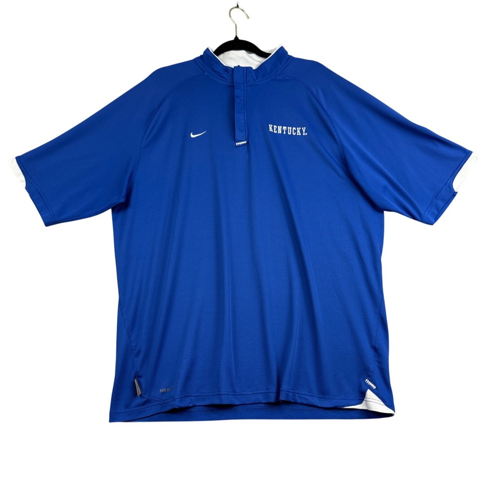 Kentucky Wildcats Football Nike Team‎ Dri-Fit Polo Shirt Mens XL Blue